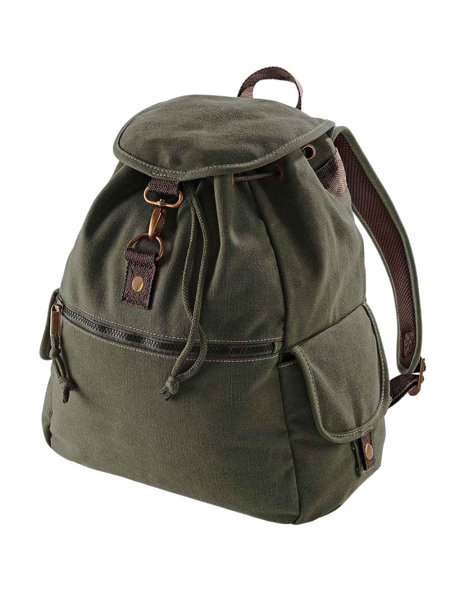 Quadra Vintage Canvas Backpack - Military Green
