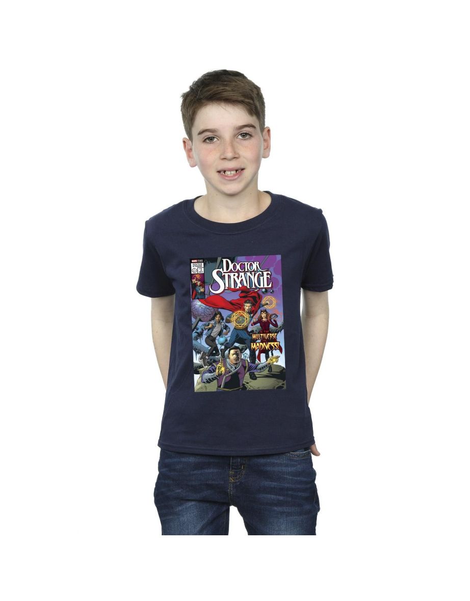 Marvel Boys Doctor Strange Comic Circles T-Shirt - Navy Blue