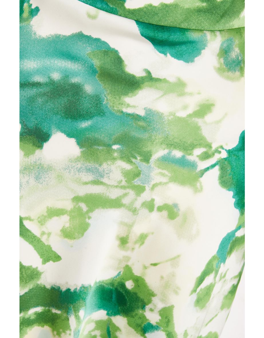 Green Marble Print Cowl Neck Midaxi Dress - 5
