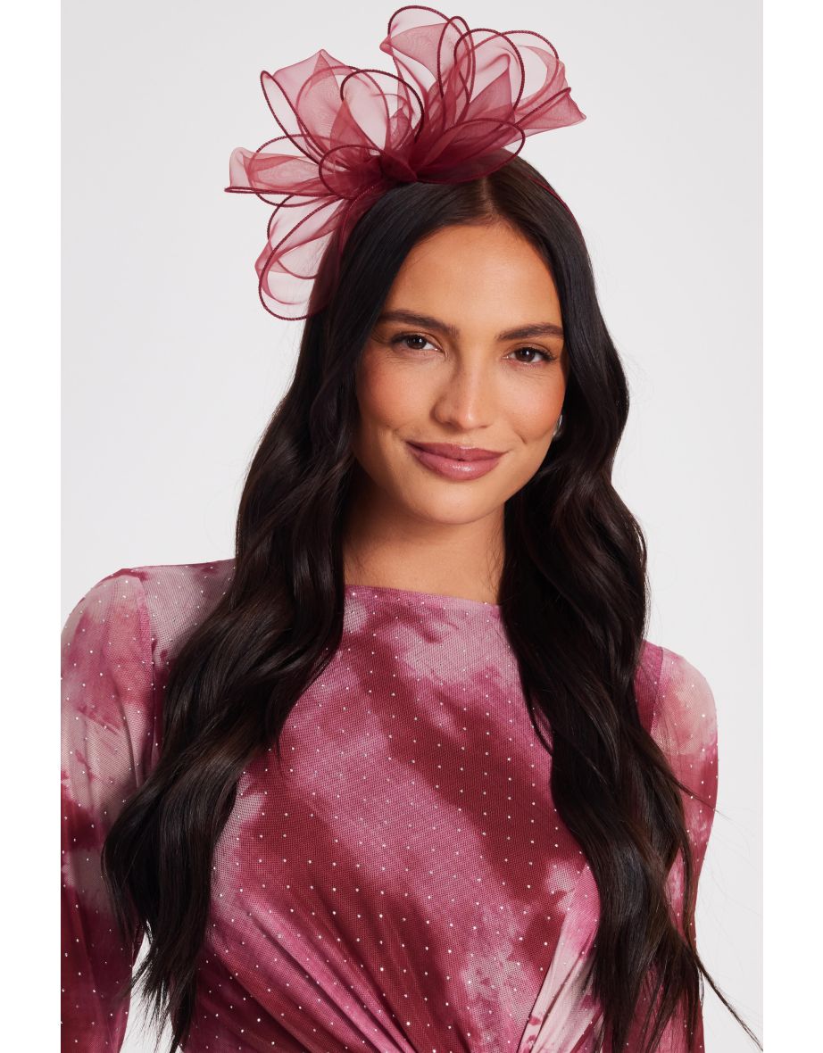 Burgundy Feather Headband Fascinator