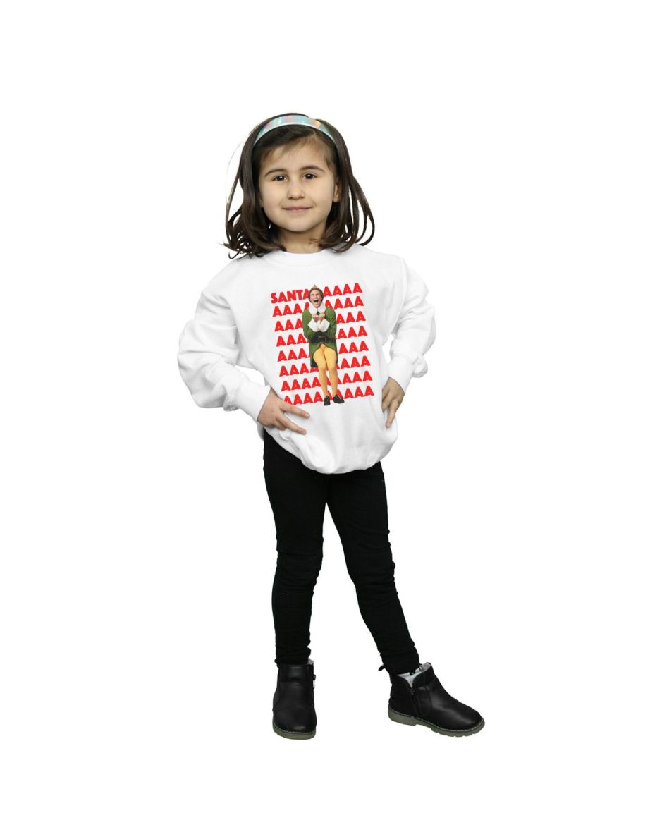 Elf Girls Buddy Santa Scream Sweatshirt - White - 3