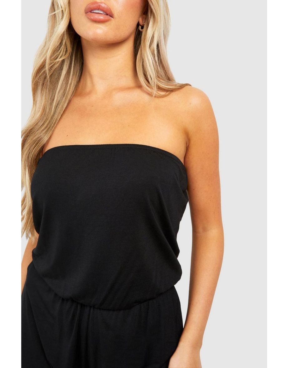 Jersey Bandeau Beach Playsuit - black - 3