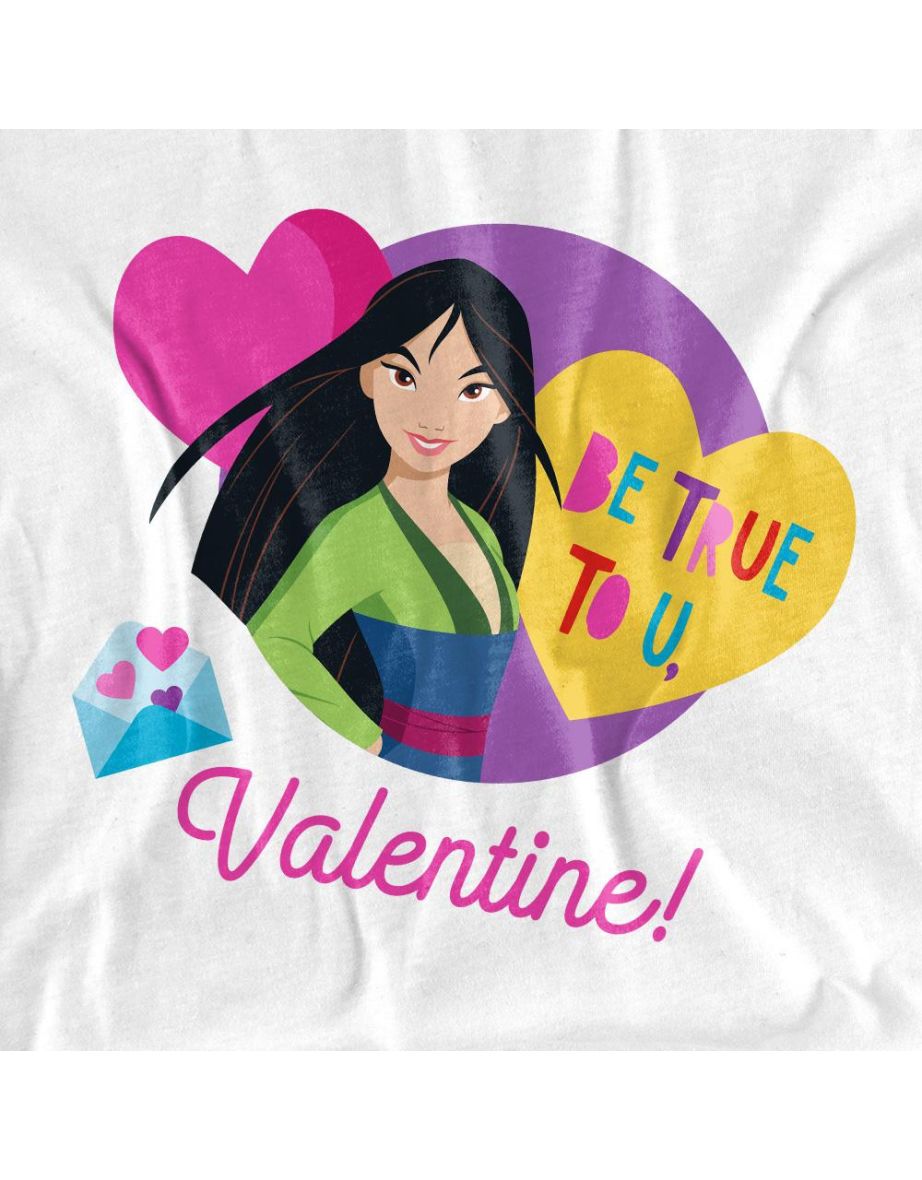 Disney Princess  Adult Be True To You Mulan Valentine`s Day T-Shirt - White - 2