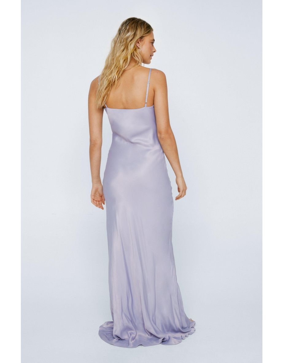Satin Lace Insert Cami Slip Maxi Dress - 3