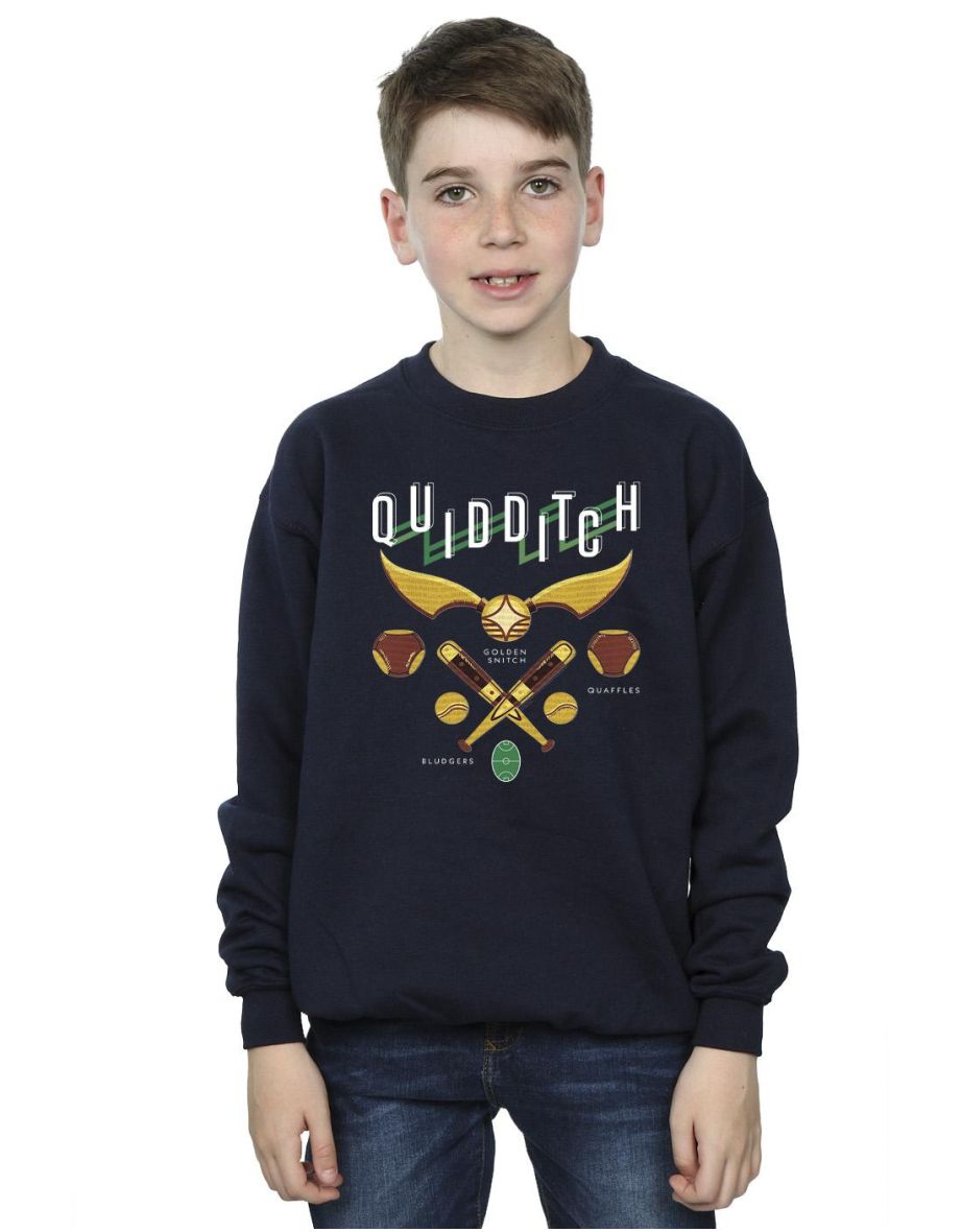Harry Potter Boys Quidditch Bludgers Quaffles Sweatshirt - Navy Blue