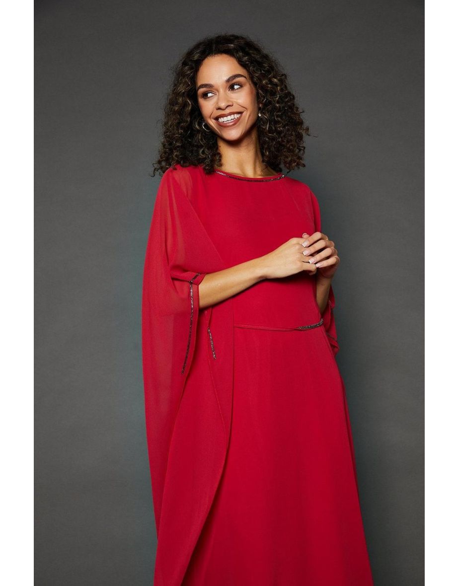 Occasion Embellsihed Kimono Sleeve Maxi Dress