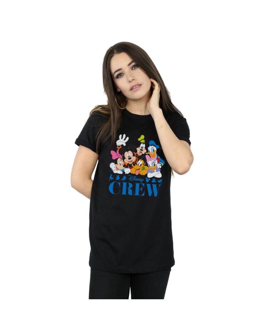 Disney Womens/Ladies Mickey Mouse Disney Friends Cotton Boyfriend T-Shirt - Black