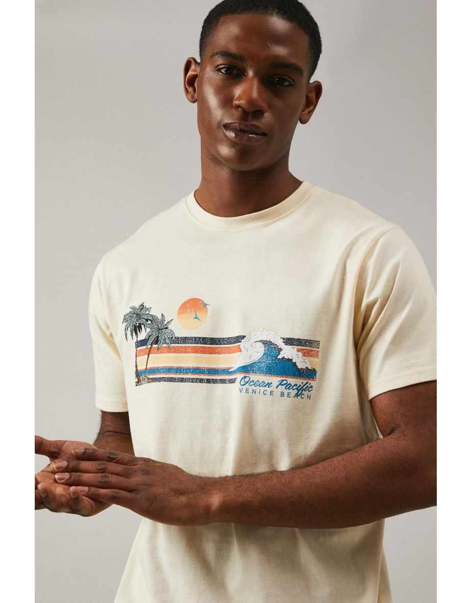 Yellow Ocean Pacific Print  T-shirt - 3
