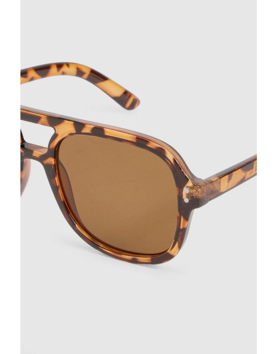 Tortoise Shell Oversized Aviator Sunglasses - 3