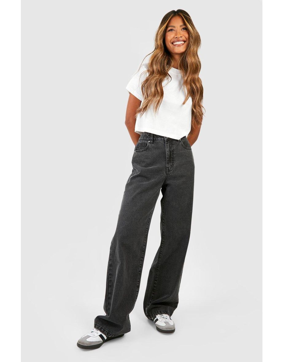 Basics High Waisted Boyfriend Jeans - washed black
