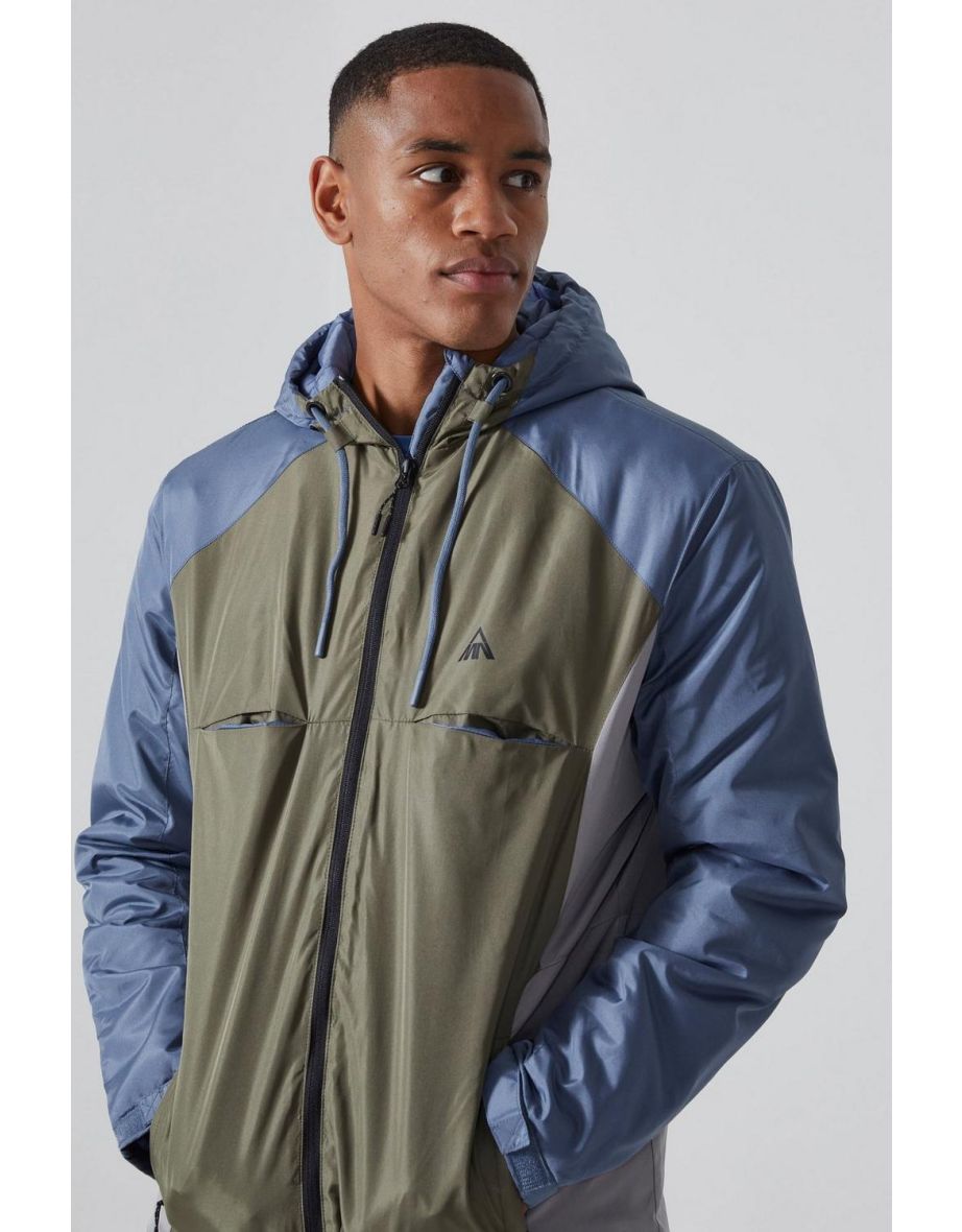 Relaxed Colour Block Padded Riptstop Jacket - khaki - 2