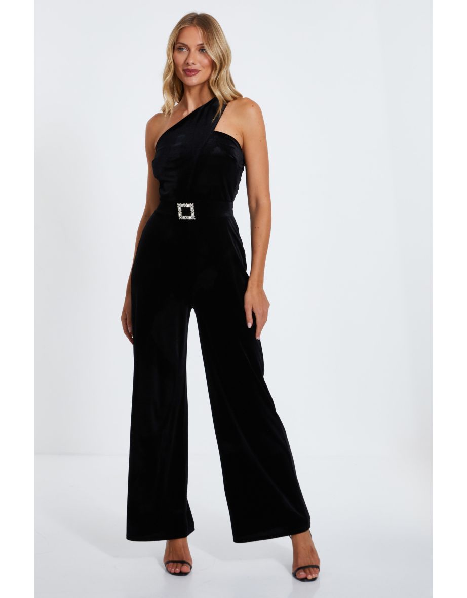 Black Velvet Asymmetric Jumpsuit