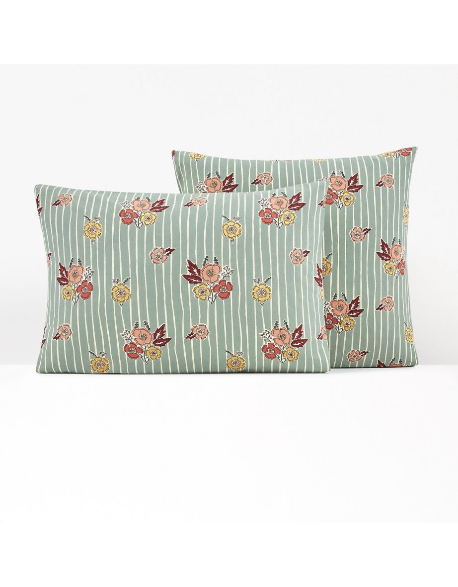 Miranda Floral Striped 100% Washed Cotton Pillowcase
