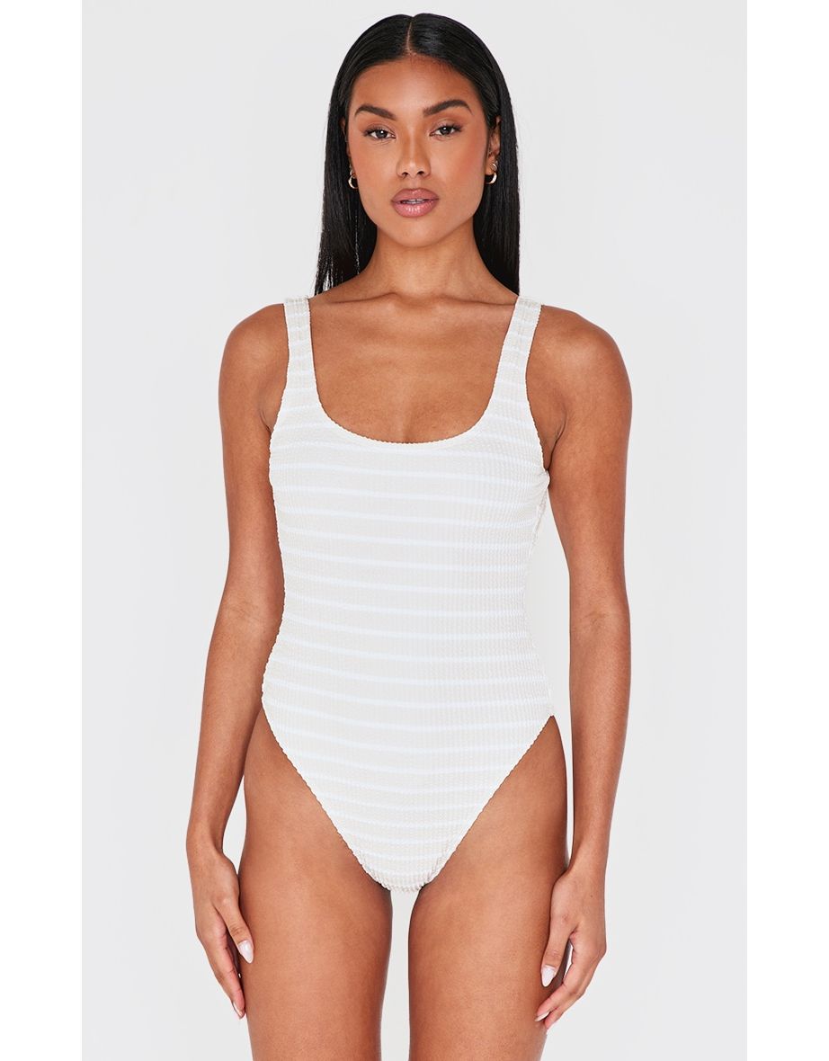 Black Monochrome Crinkle Backless Swimsuit