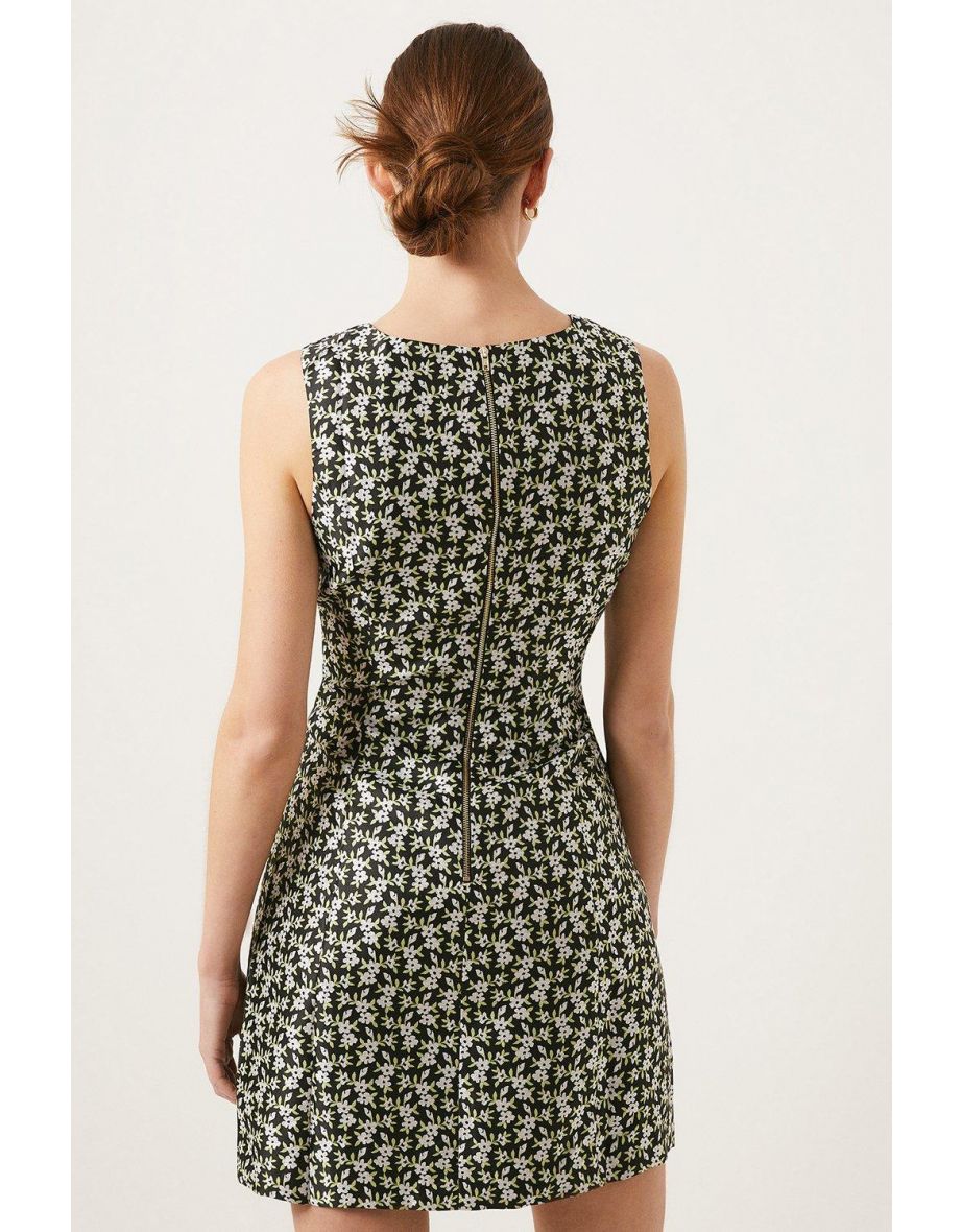 Floral Jacquard Column Mini Shift Dress - 2