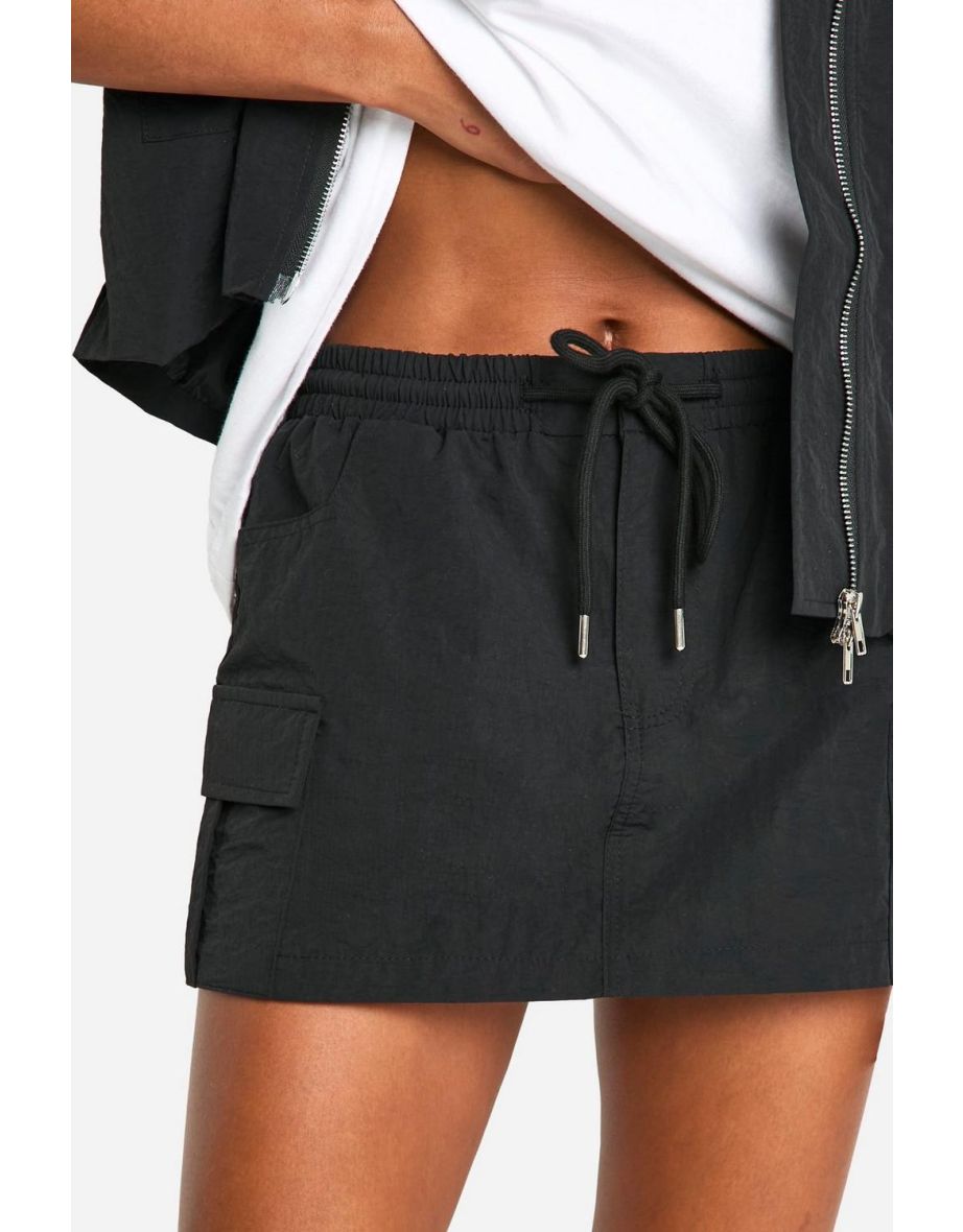 Nylon Cargo Micro Mini Skirt - black - 3