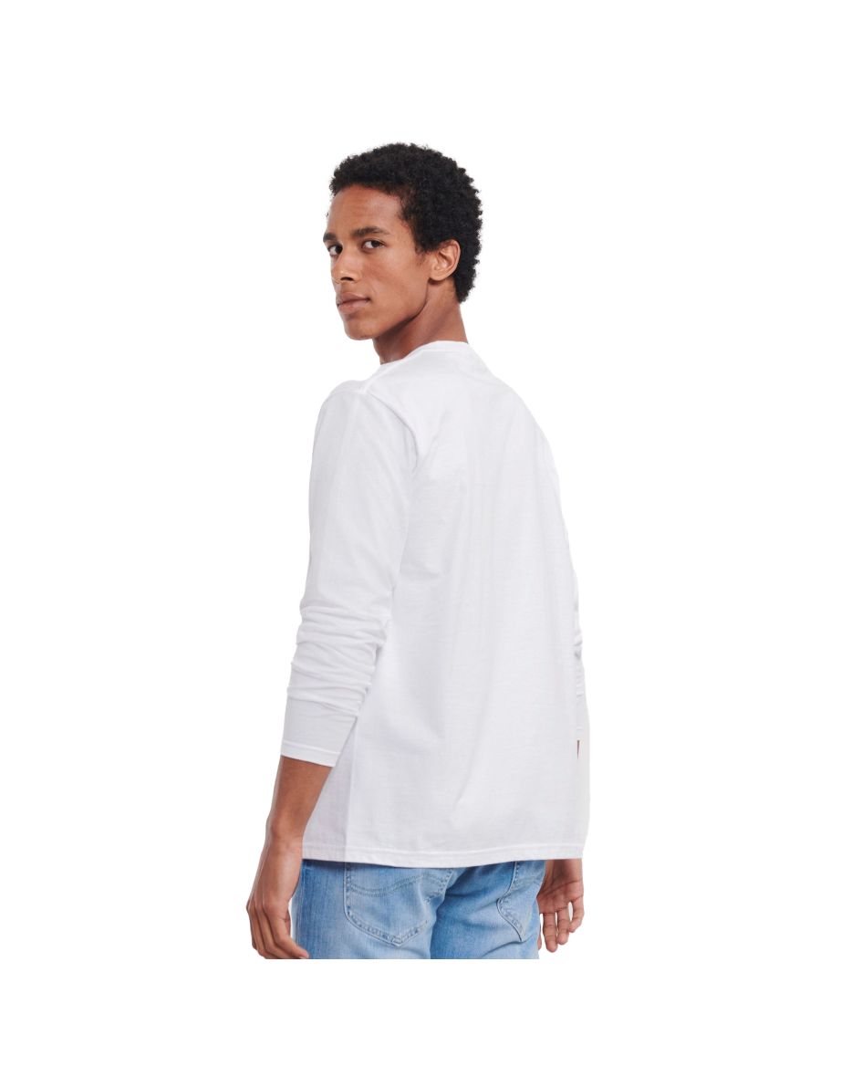 Russell Mens Plain Classic Long-Sleeved T-Shirt - White - 1