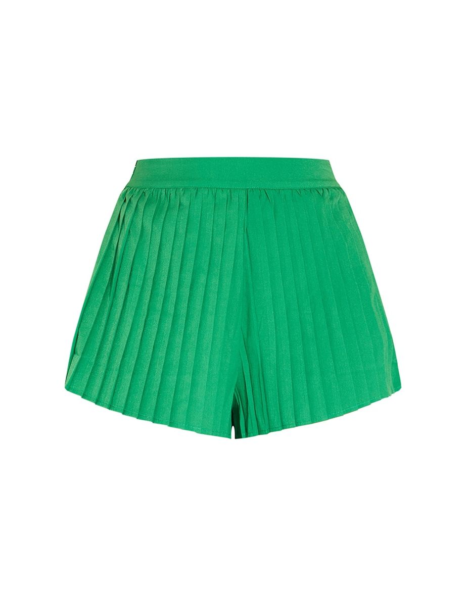 Green Pleated Floaty Shorts - 5