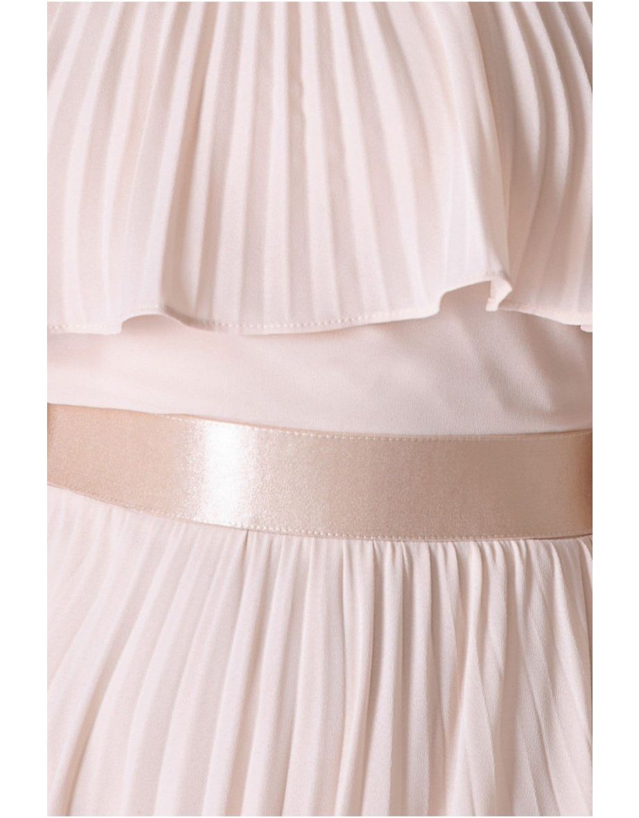 Goddiva Pleated Chiffon Off Shoulder Maxi Dress - Ivory - 3
