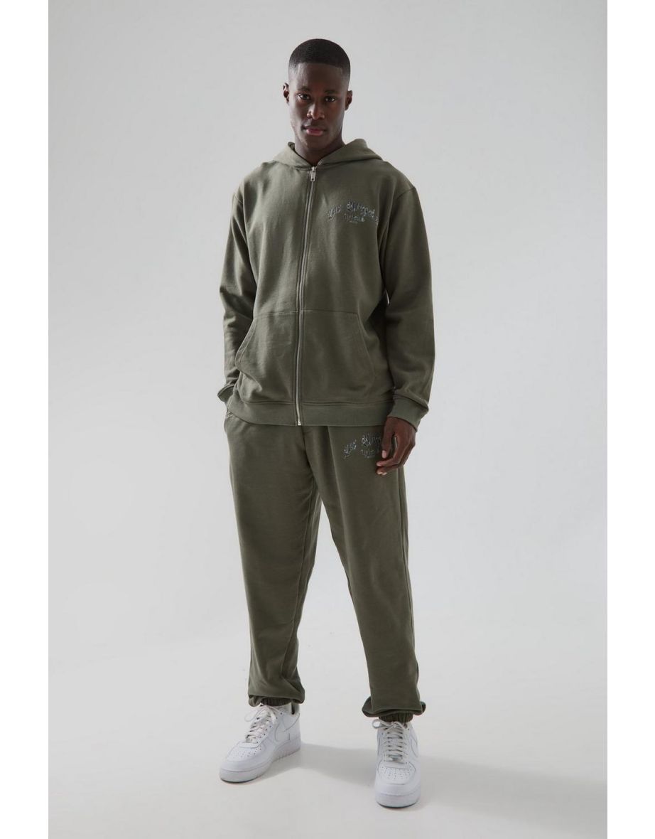 Man Active La Lift Club Zip Through Tracksuit - khaki - 2