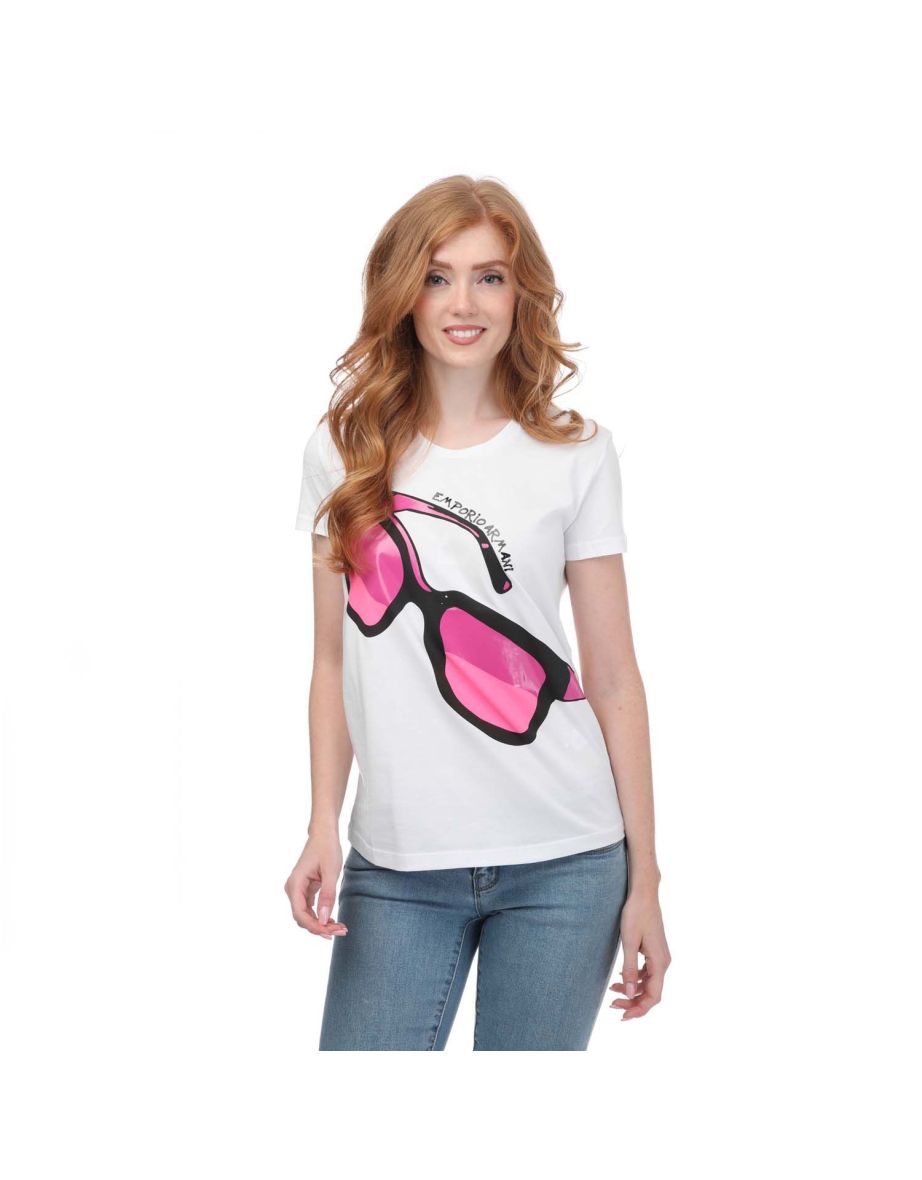 Women's Armani Glasses Print T-Shirt in White