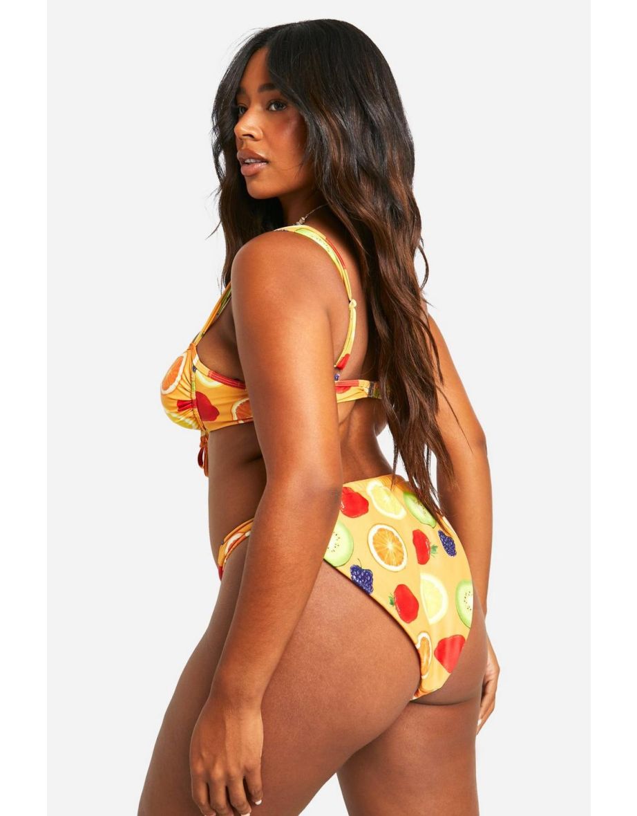 Plus Fruit Print Cupped Bikini Top - orange - 3