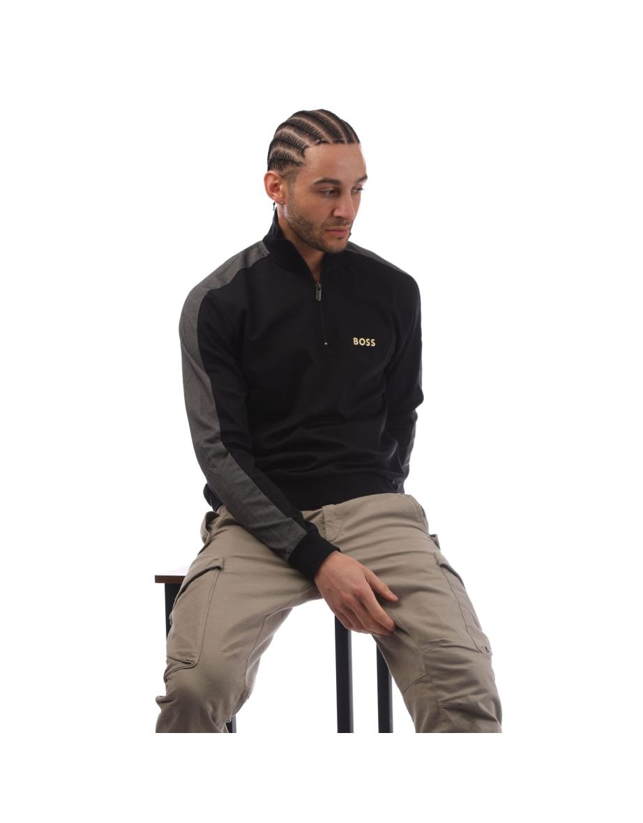 Men's Boss Quarter-Zip Track Jacket in Black - 3