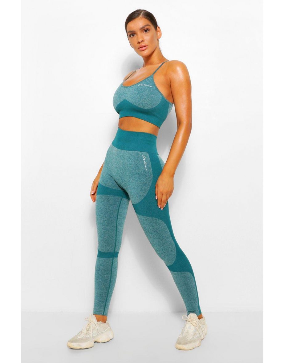 Fit Seamfree Contrast Gym Leggings - forest