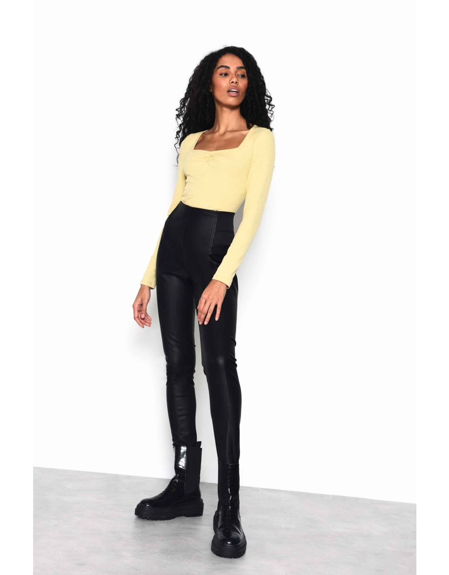 Glamorous Soft Yellow Sweetheart Neckline Long Sleeve Bodysuit