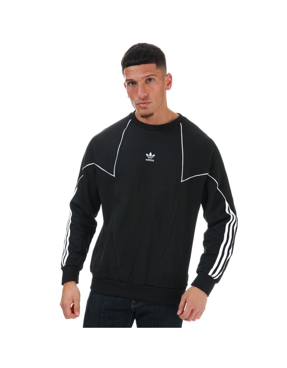 Men's adidas Originals Big Trefoil Abstract Crew Sweatshirt in Black