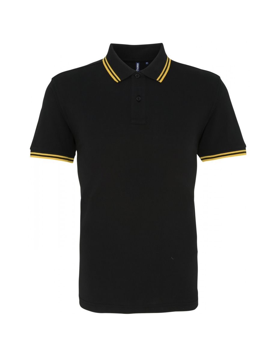 Asquith & Fox Mens Classic Fit Tipped Polo Shirt - Black/Yellow