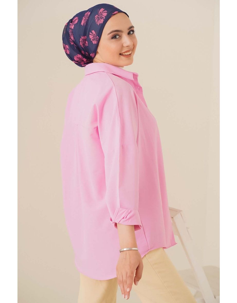 Oversize Basic Shirt - Pink - 2