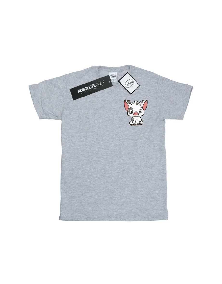 Disney Boys Moana Pua The Pig Breast Print T-Shirt - Sports Grey - 1