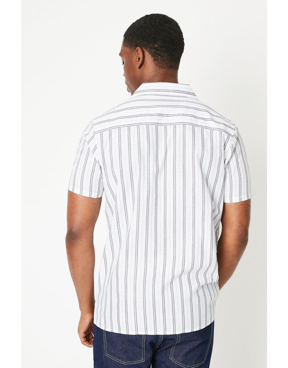 Stripe Revere Collar Shirt - 2
