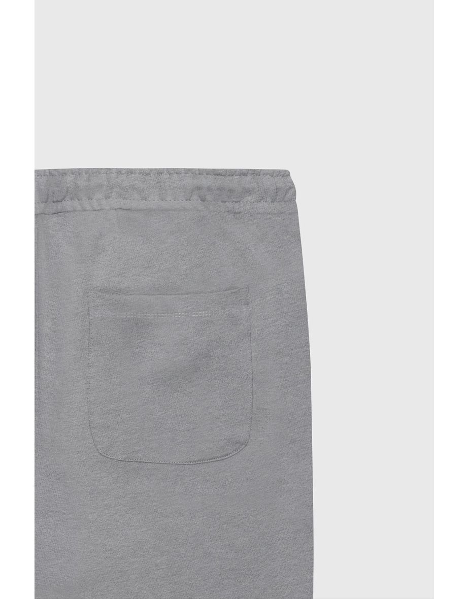 Men's Light Gray Melange Standard Fit Daily Comfortable Sports Knitted Shorts - 7