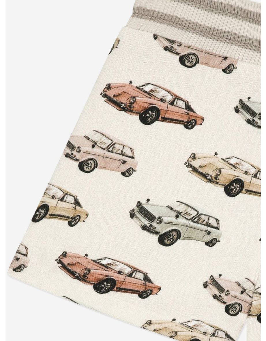 Baby Boys Car Print Shorts in Ivory - 3