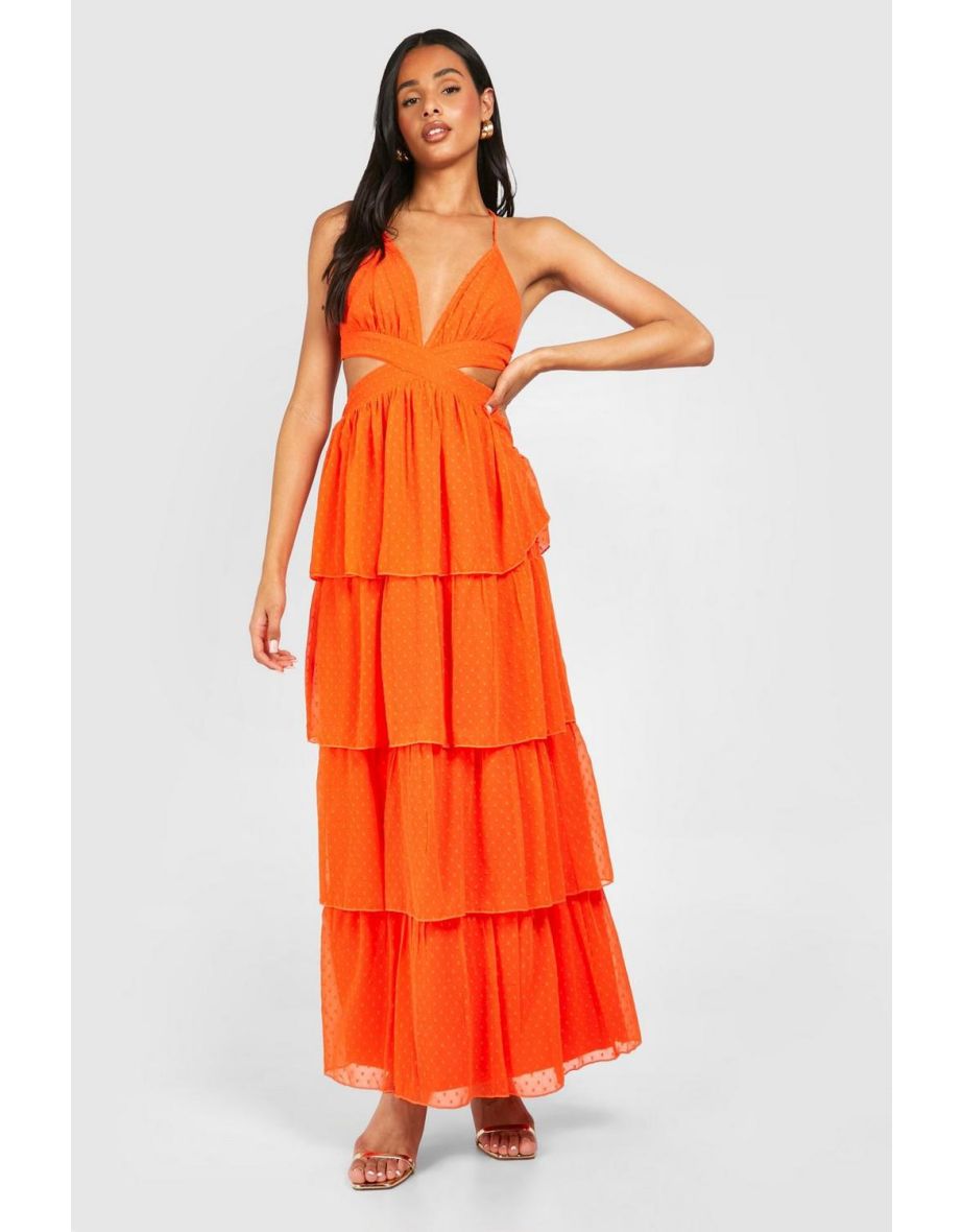 Tall Dobby Cut Out Maxi Dress - orange