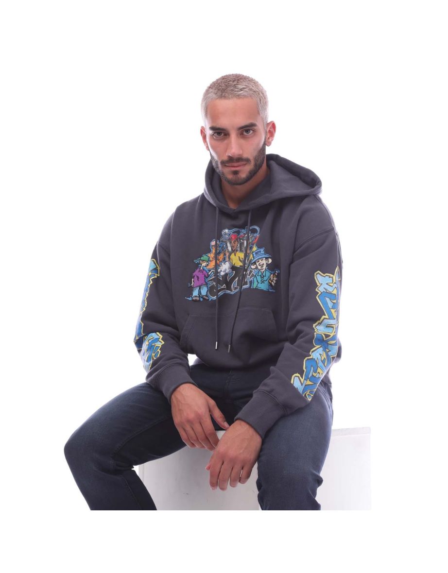 Men's Off White Graffiti Pupp Skate Hoodie in Blue - 3