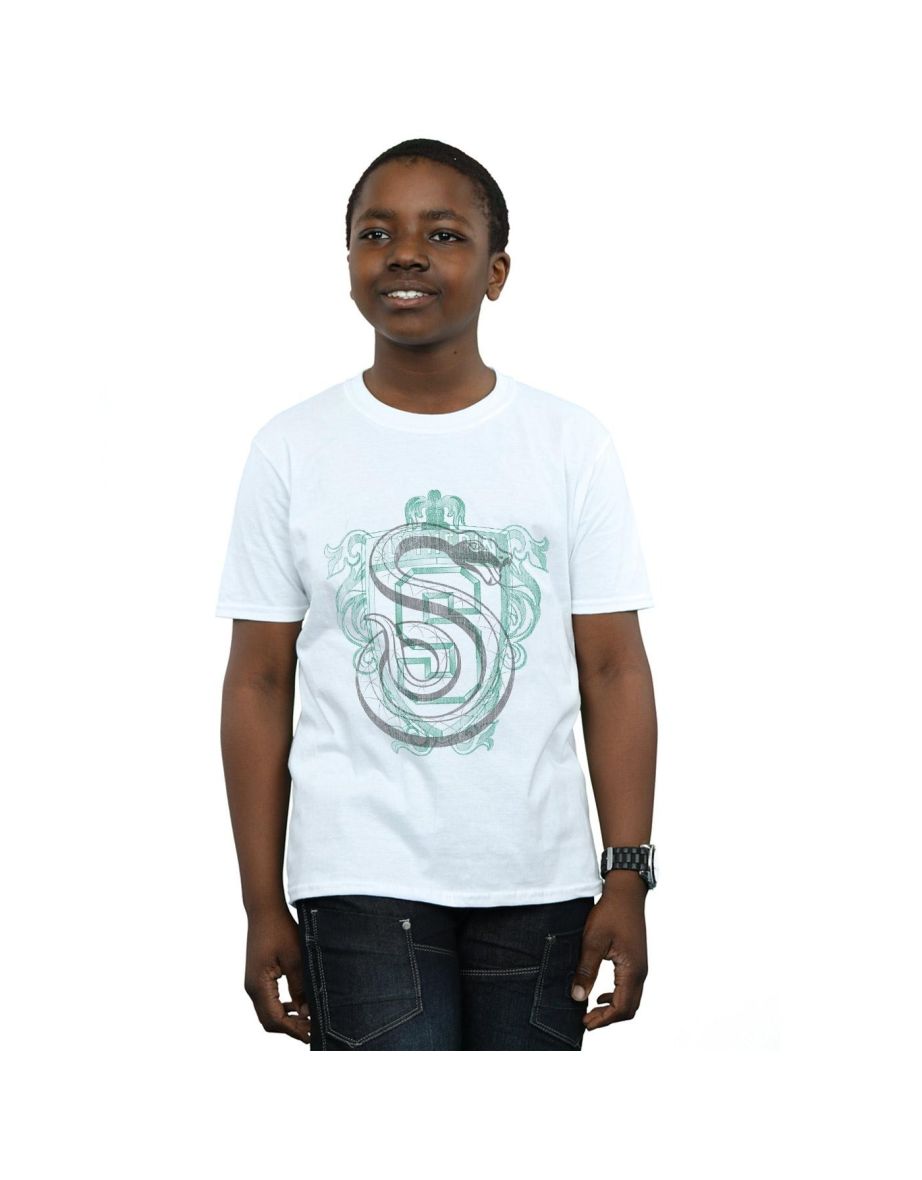 Harry Potter Boys Slytherin Serpent Crest T-Shirt - White