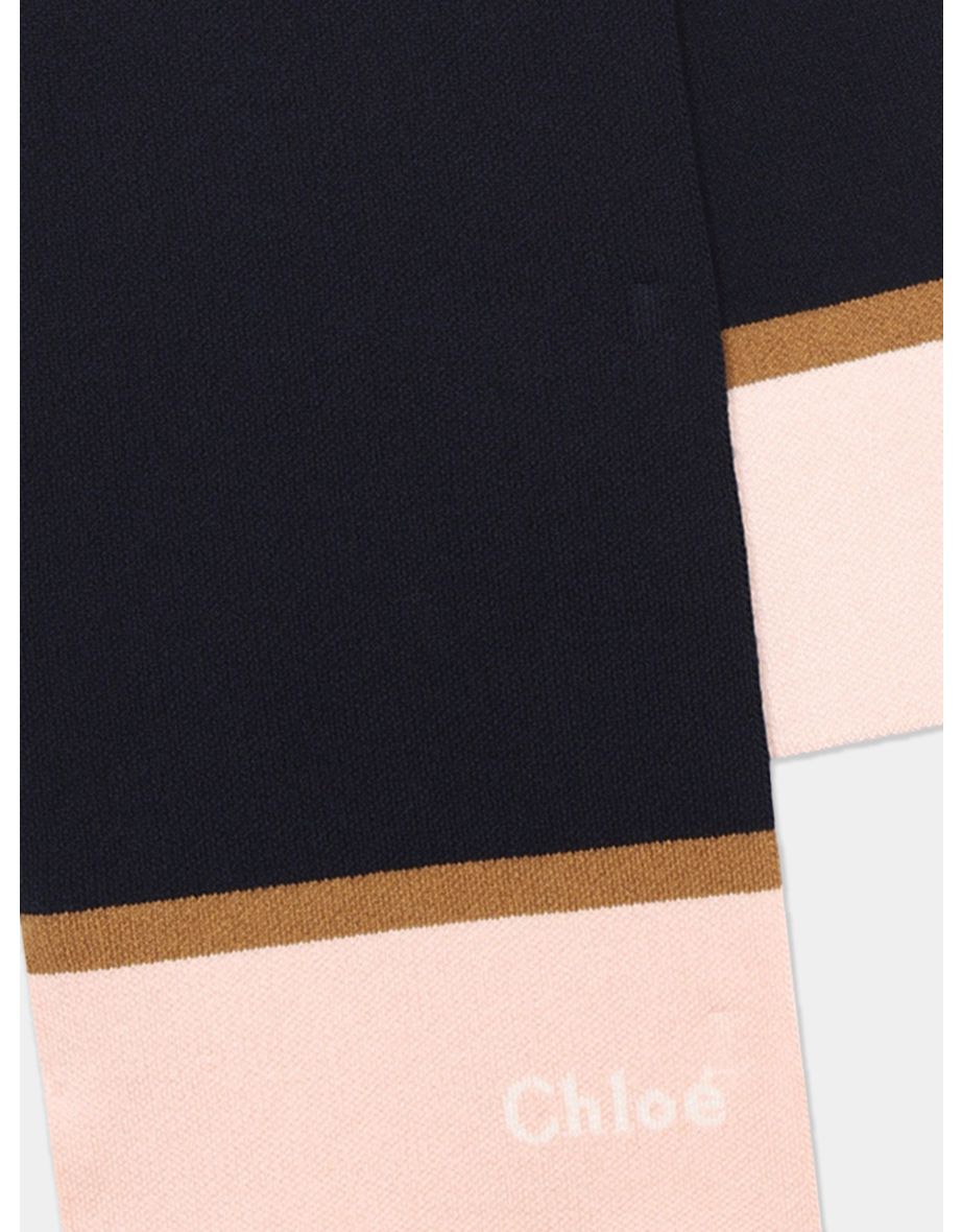 Chloé Girls Knitted Logo Scarf in Navy - 2