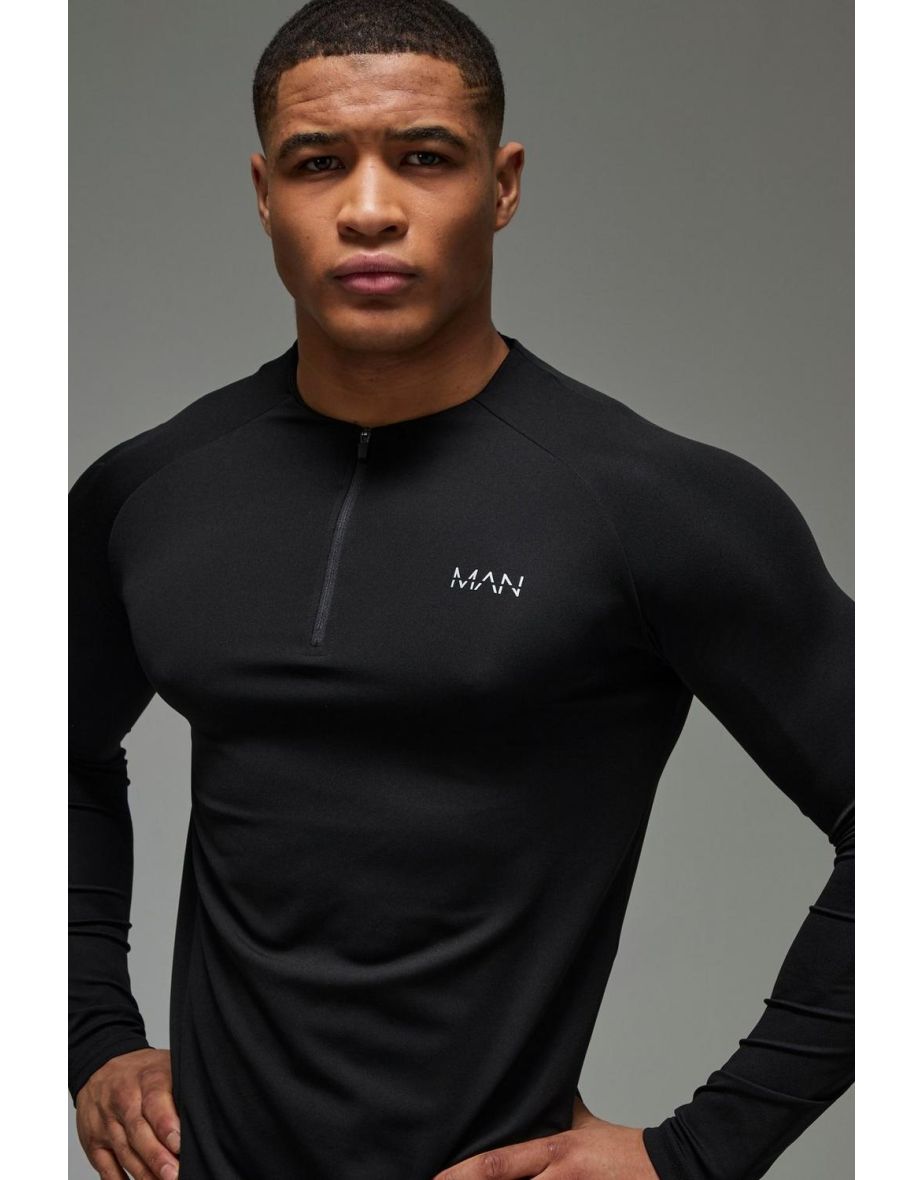 Man Active Skinny Crew Neck 1/4 Zip Tracksuit - 2