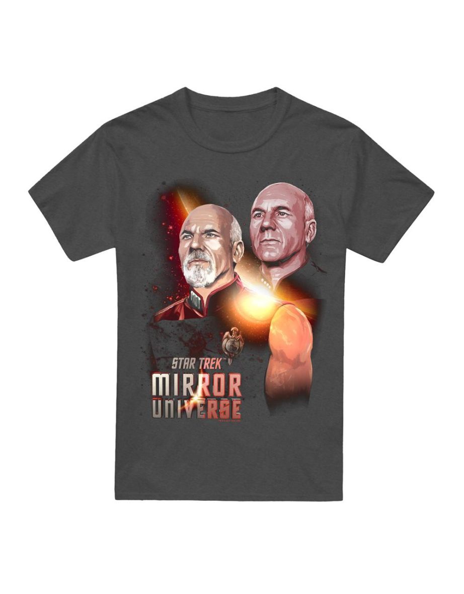 Star Trek Unisex Adult Mirror Jean-Luc Picard T-Shirt - Charcoal