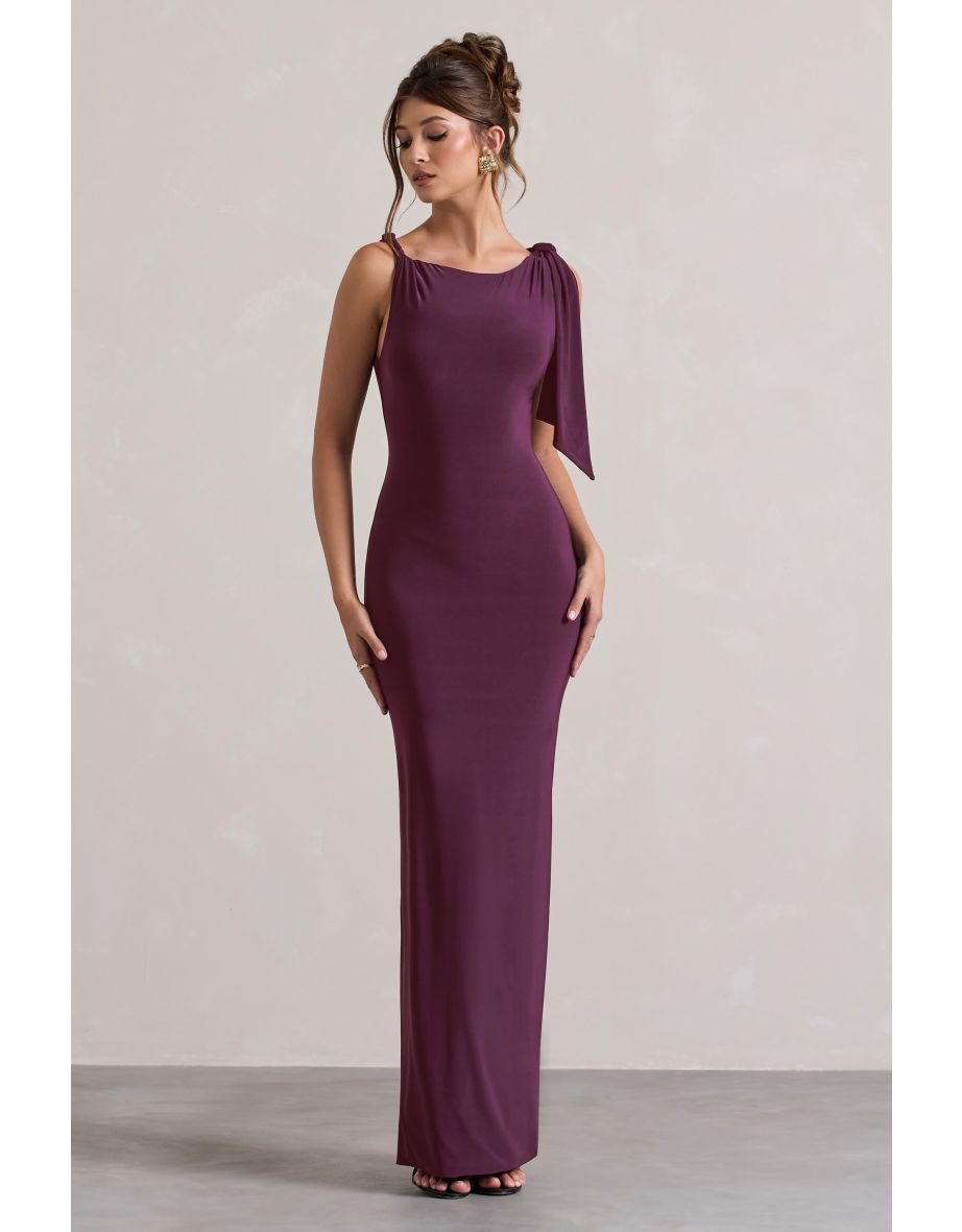 Kacey | Plum Twisted Knot Dress