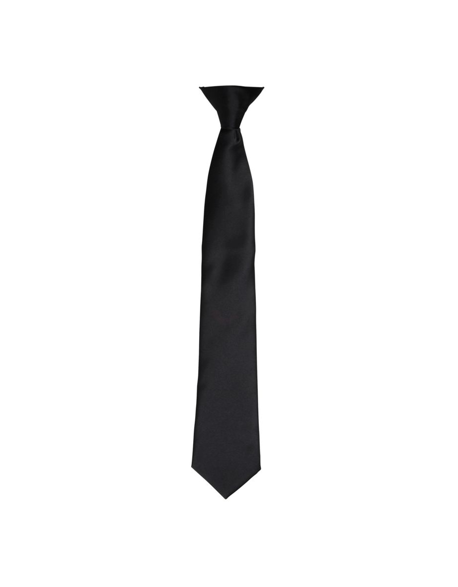 Premier Colours Mens Satin Clip Tie - Black