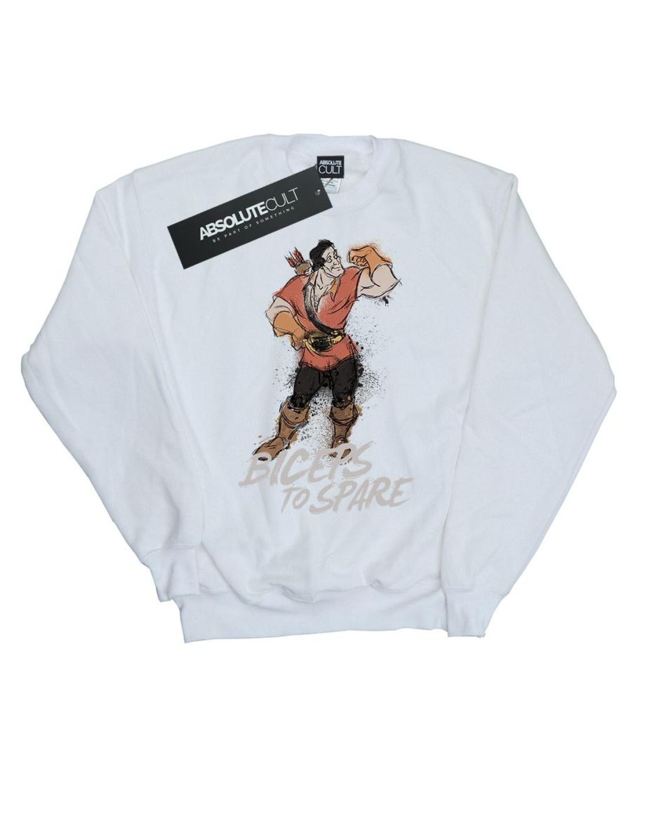 Disney Girls Beauty And The Beast Gaston Biceps To Spare Sweatshirt - White