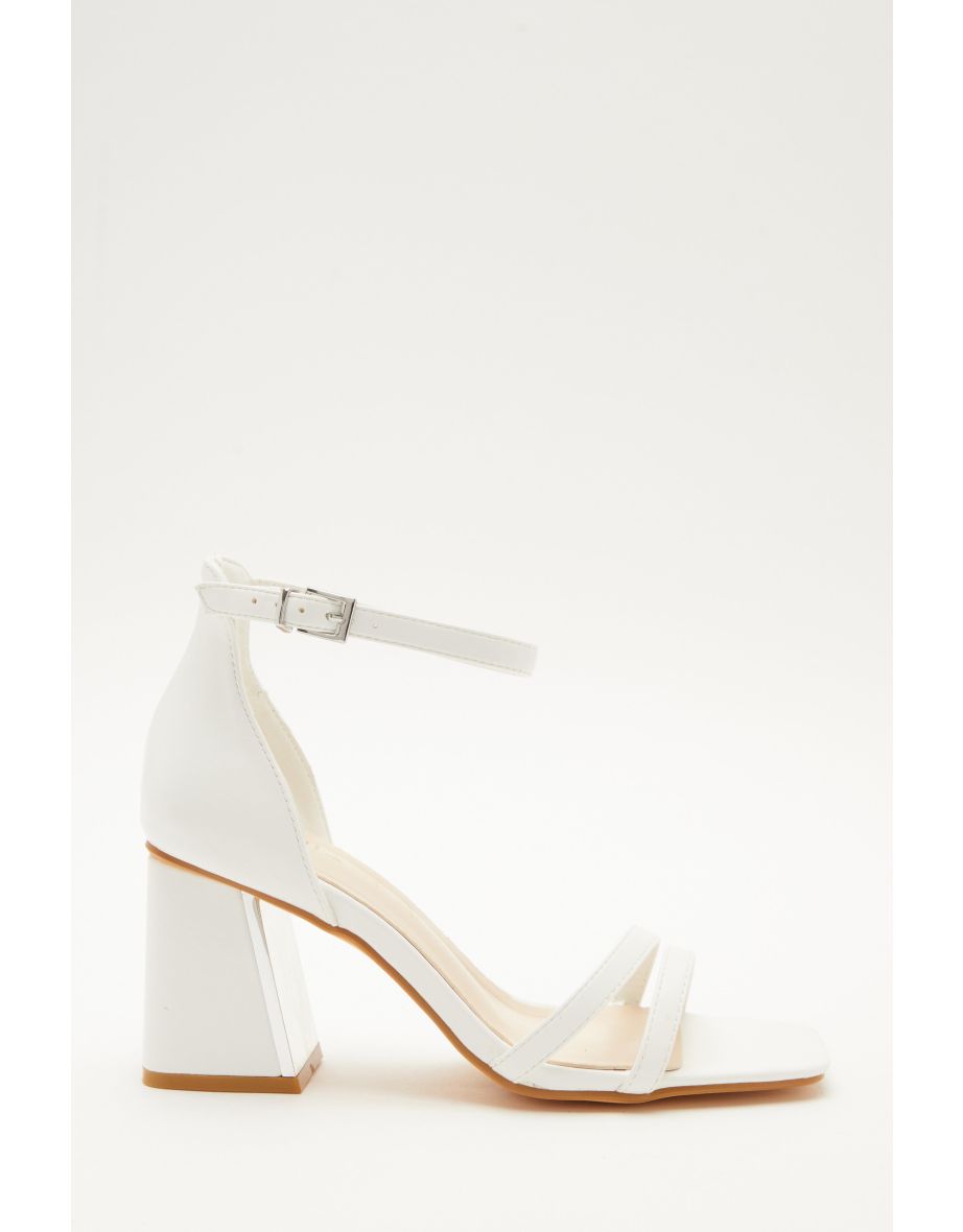 Quiz white block deals heel sandals