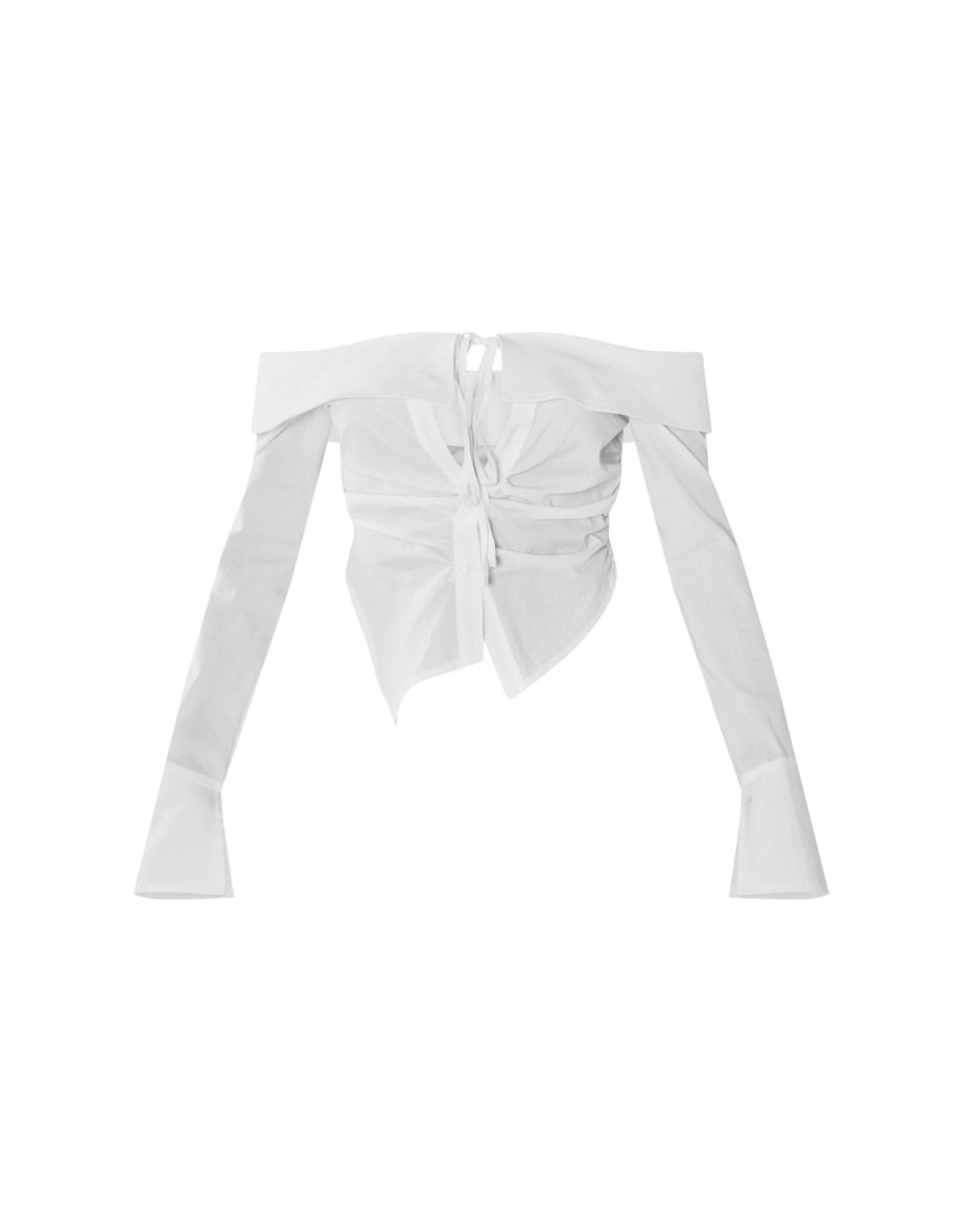 White Bardot Fitted Shirt Style Top - 4