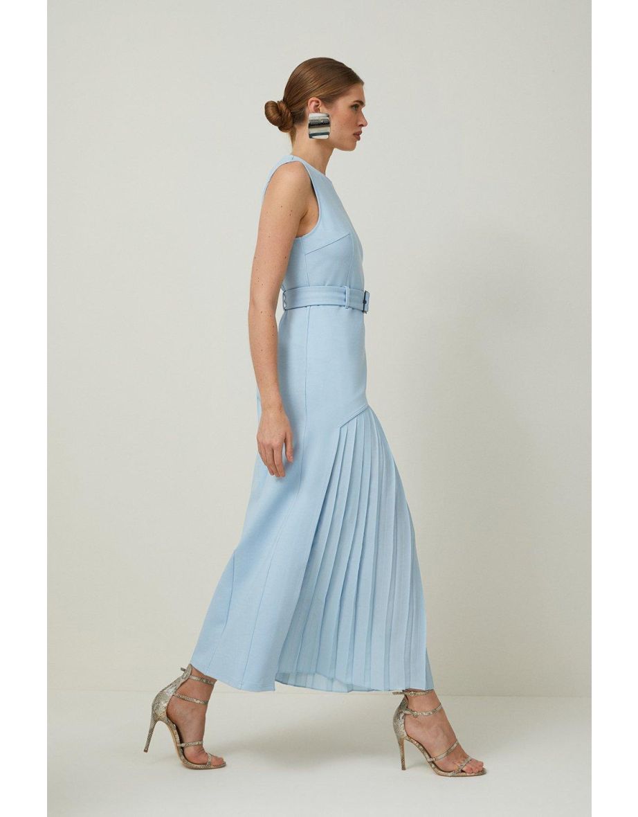 Ponte And Georgette Jersey Pleated Maxi Dress - 2