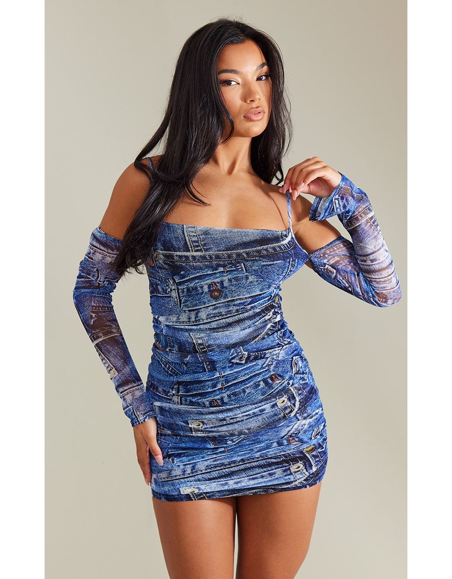 Blue jean bodycon outlet dress