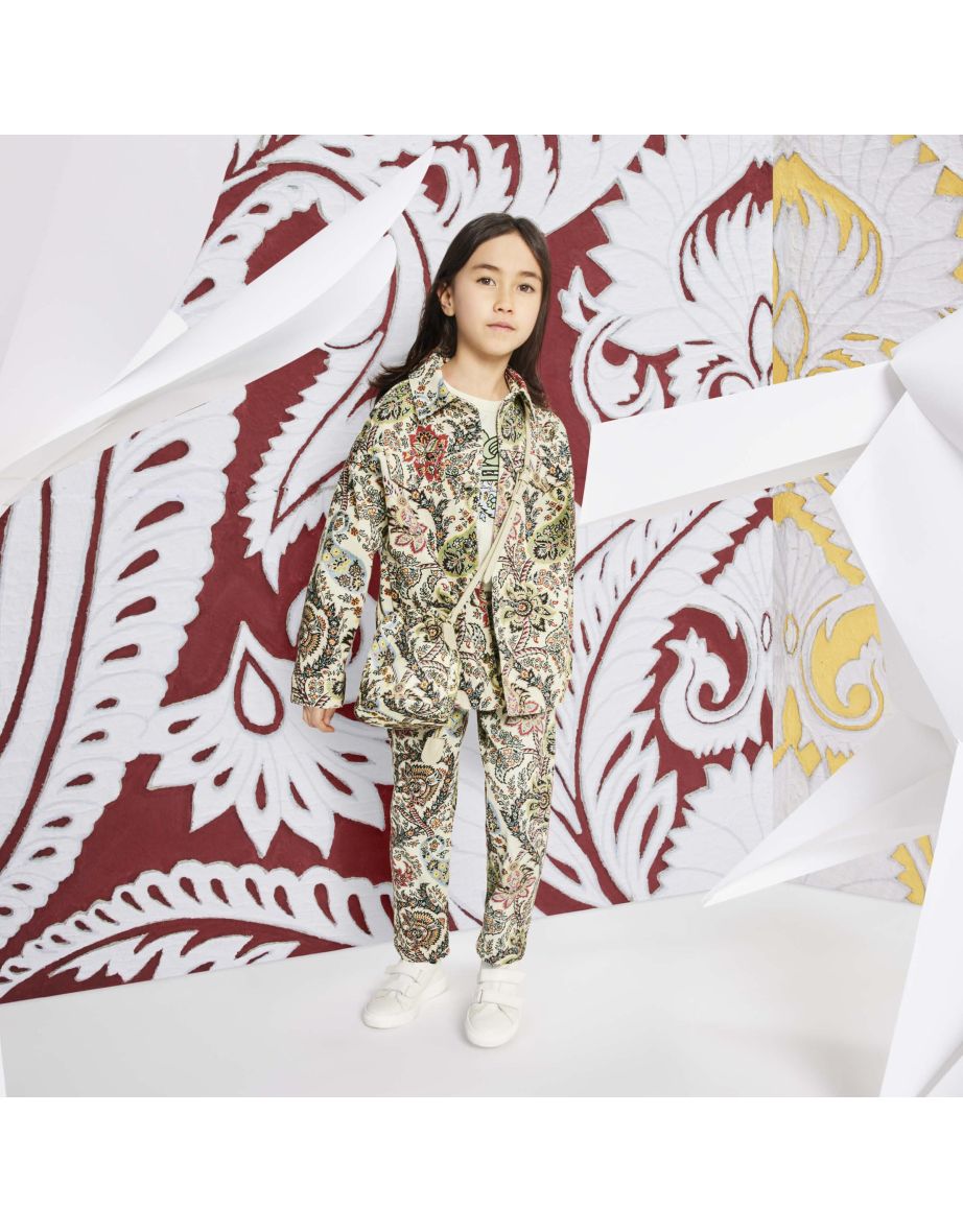 Girls Paisley Print Trousers in Ivory